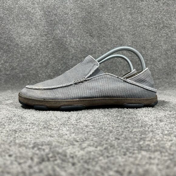 Olukai Moloa Kapa Men's Sz 8 Gray Woven Textile Canvas Slip On Loafer Shoes Used - Picture 5 of 11